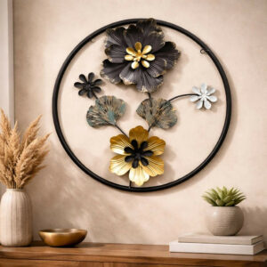 Metal Floral Round Wall Art Decor Decorative Flower Wall Hanging