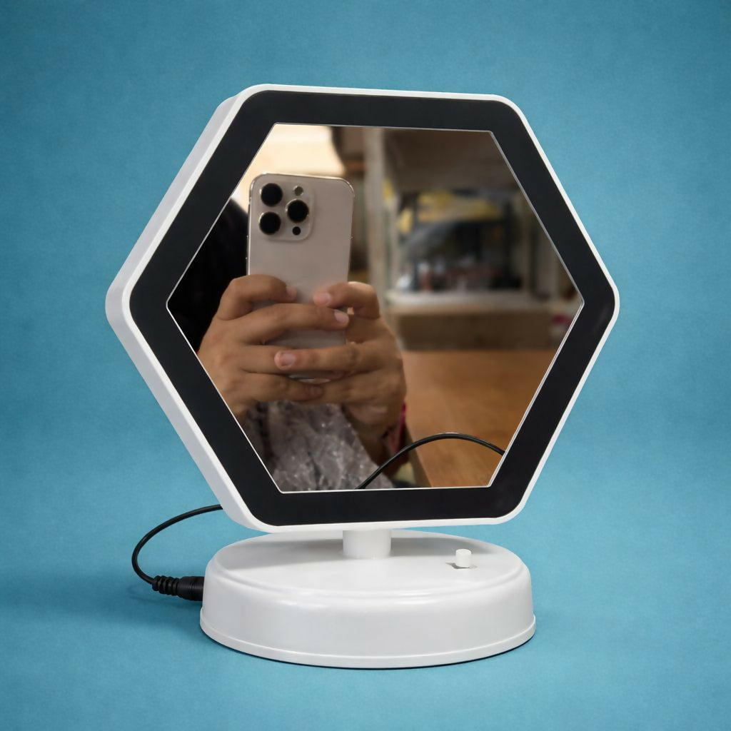 Hexagon LED Photo Frame Table Lamp with Mirror Effect 3 Hexagon LED Photo Frame Table Lamp with Mirror Effect - Image 3