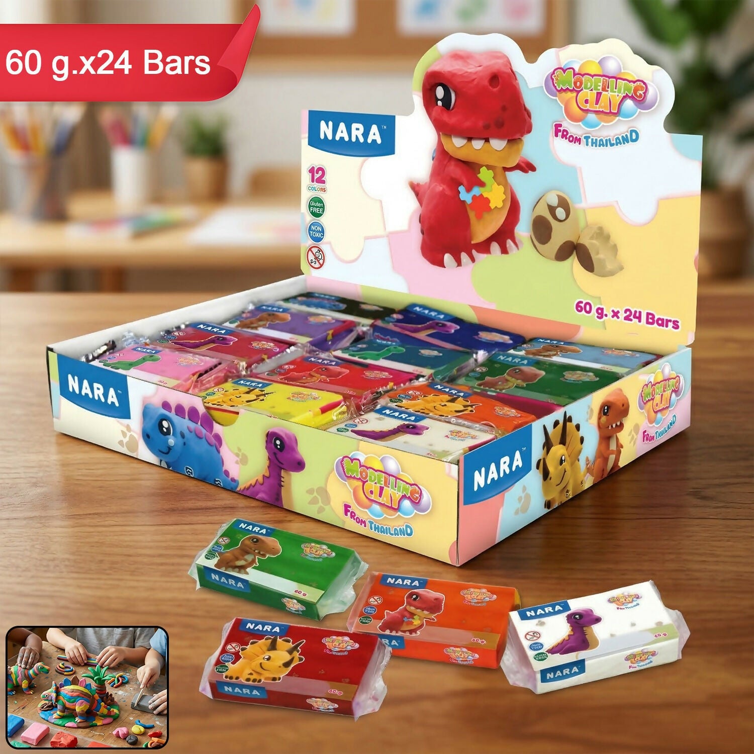 Nara 12 Color Modelling Clay Kit, Soft Creative Play Dough Set for Kids (60 Gm/24 Bars) 1 Nara 12 Color Modelling Clay Kit, Soft Creative Play Dough Set for Kids (60 Gm/24 Bars)