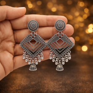 Traditional Oxidised Long Jhumka Earrings