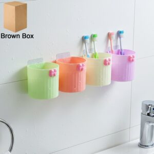 Wall Mounted Bathroom Toothbrush Holder Set (4 Pc Set)