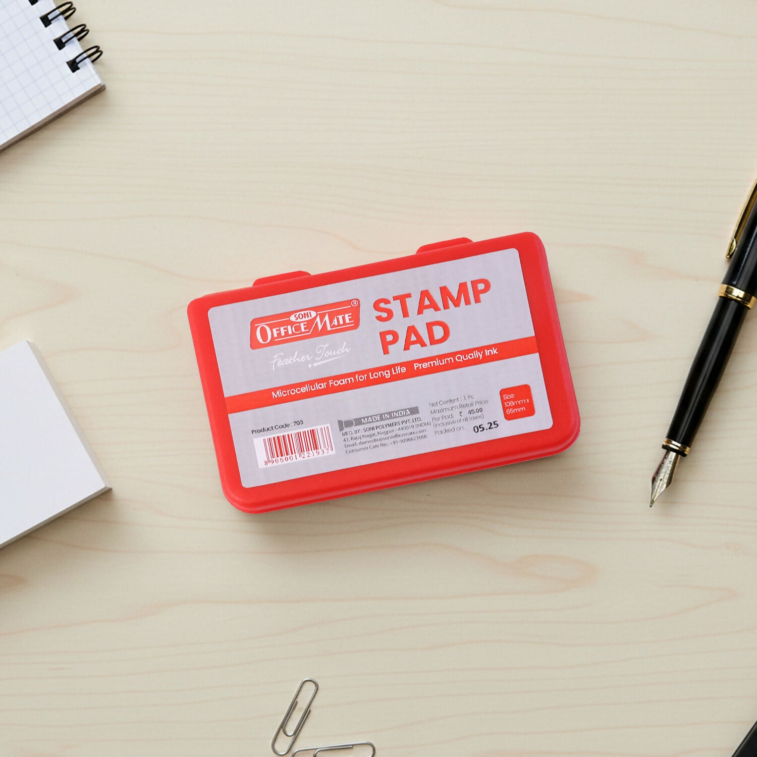 OfficeMate Red Stamp Pad – Premium Microcellular Foam, Long-Life Ink (108×65 mm) 2 OfficeMate Red Stamp Pad – Premium Microcellular Foam, Long-Life Ink (108×65 mm) - Image 2