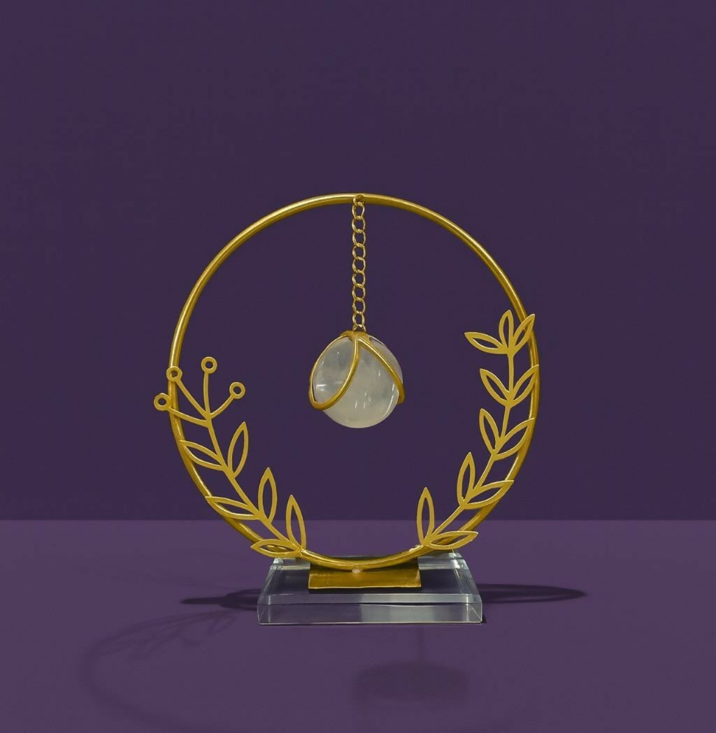 Crystal Ball Metal Ring Table Decor Modern Decorative Showpiece 2 Crystal Ball Metal Ring Table Decor Modern Decorative Showpiece - Image 2