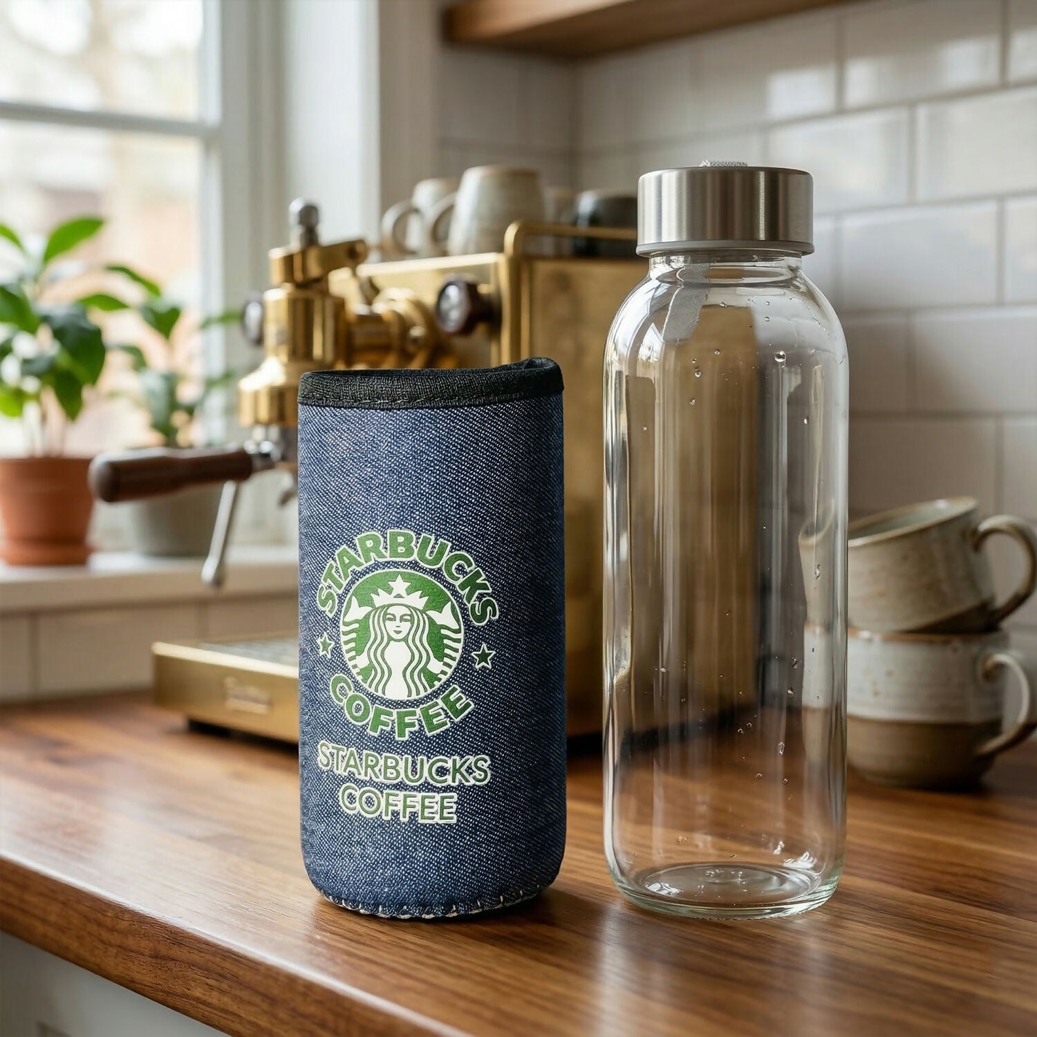 Glass Water Bottle with Fabric Sleeve and Strap Leakproof Drink Bottle 2 Glass Water Bottle with Fabric Sleeve and Strap Leakproof Drink Bottle - Image 2