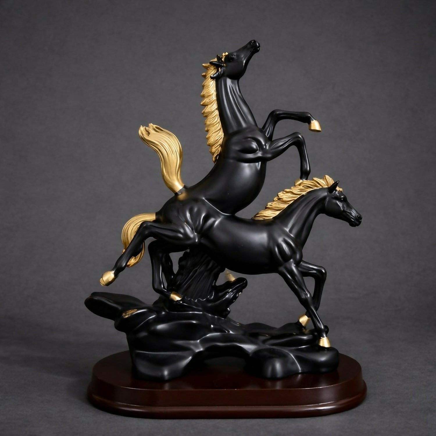 Black Gold Horse Statue Showpiece for Home Decor Table Accent 2 Black Gold Horse Statue Showpiece for Home Decor Table Accent - Image 2