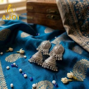 Oxidized Silver Traditional Jhumka Earrings for Women Ethnic Jewelry