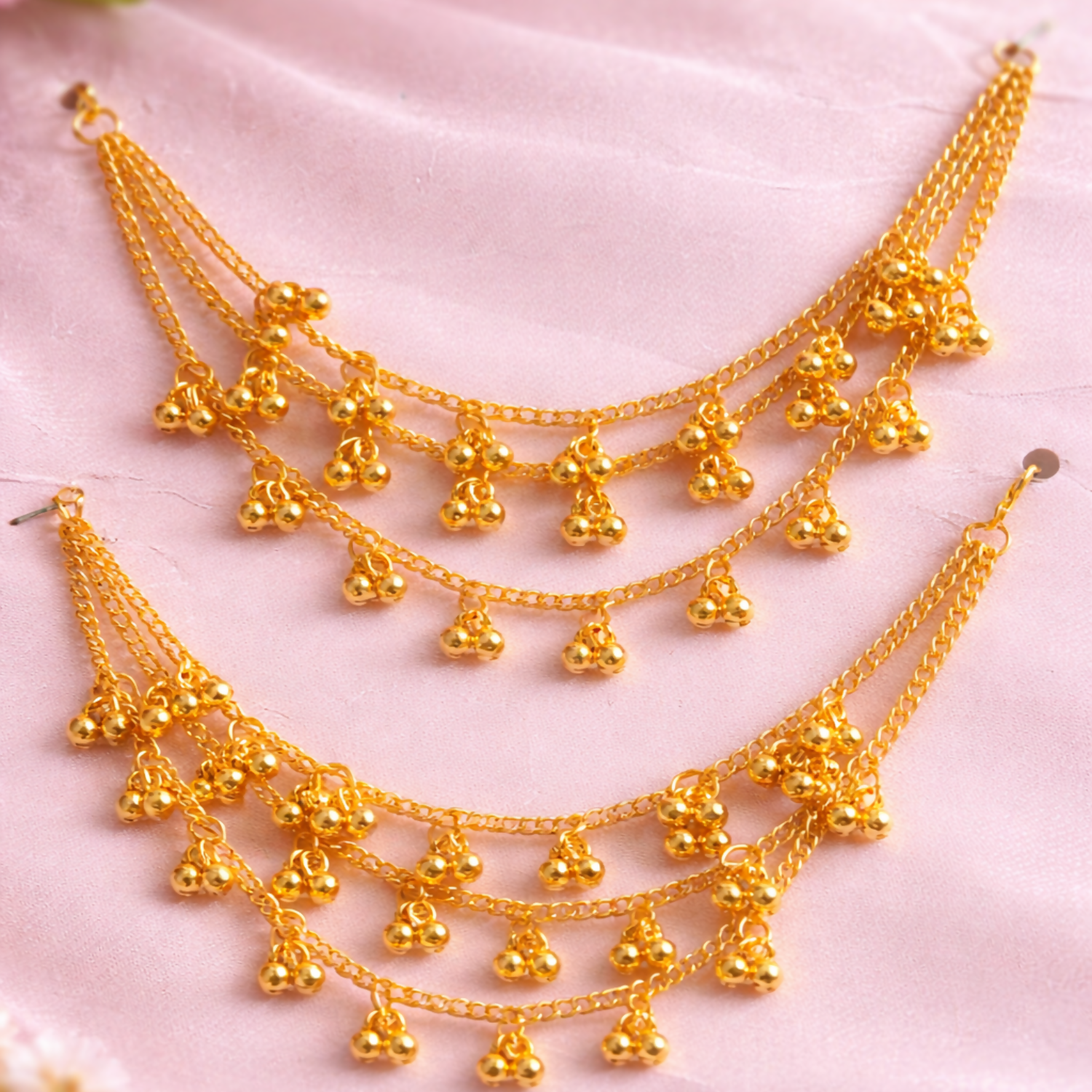 Traditional Gold-Tone Layered Anklet Set Festive Wear Dangling Charm Anklet Pair 1 Traditional Gold-Tone Layered Anklet Set Festive Wear Dangling Charm Anklet Pair