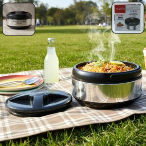 Double Wall Food Storage Container for Roti, Rice & Meals (Hot & Cold Food Keeper) 2000 ml