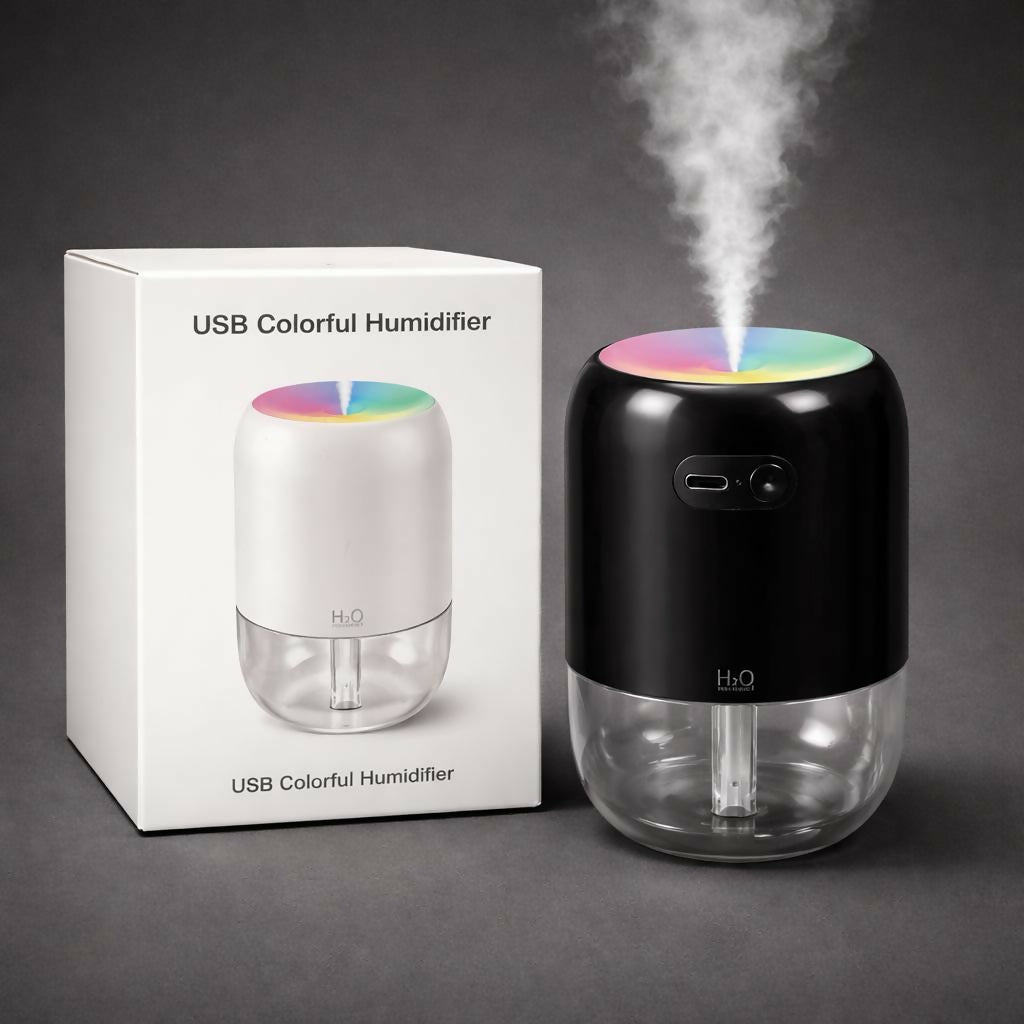 Black USB H2O Mini Humidifier with Color LED Light for Desk & Bedroom 2 Black USB H2O Mini Humidifier with Color LED Light for Desk & Bedroom - Image 2