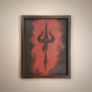 Mahadev Trishul Wall Art Frame – Minimalist Lord Shiva Trident Decor | Modern Spiritual Wall Art for Living Room, Meditation & Pooja Room