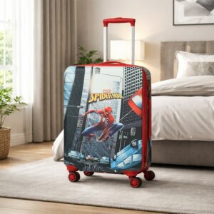 Novex Marvel Spiderman Kids Polycarbonate Trolley Bag for Boys Travel Luggage with 4 Spinner Wheel (18 Inch)