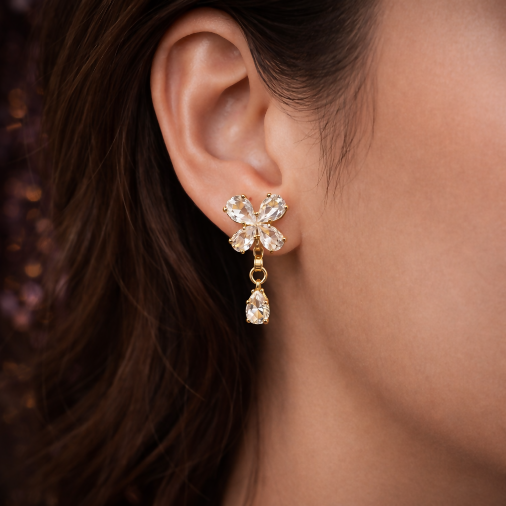 Elegant Butterfly Crystal Drop Earrings for Women 3 Elegant Butterfly Crystal Drop Earrings for Women - Image 3