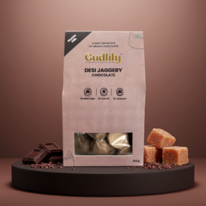 Gudlily Desi Jaggery Marble Milk Chocolate – Premium Jaggery Chocolates with Natural Sweetness (100Gm)