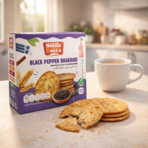 Naasta Baasta Black Pepper Bhakhari – Crispy & Spicy Ready to Eat Millet Snack (200 Gm)