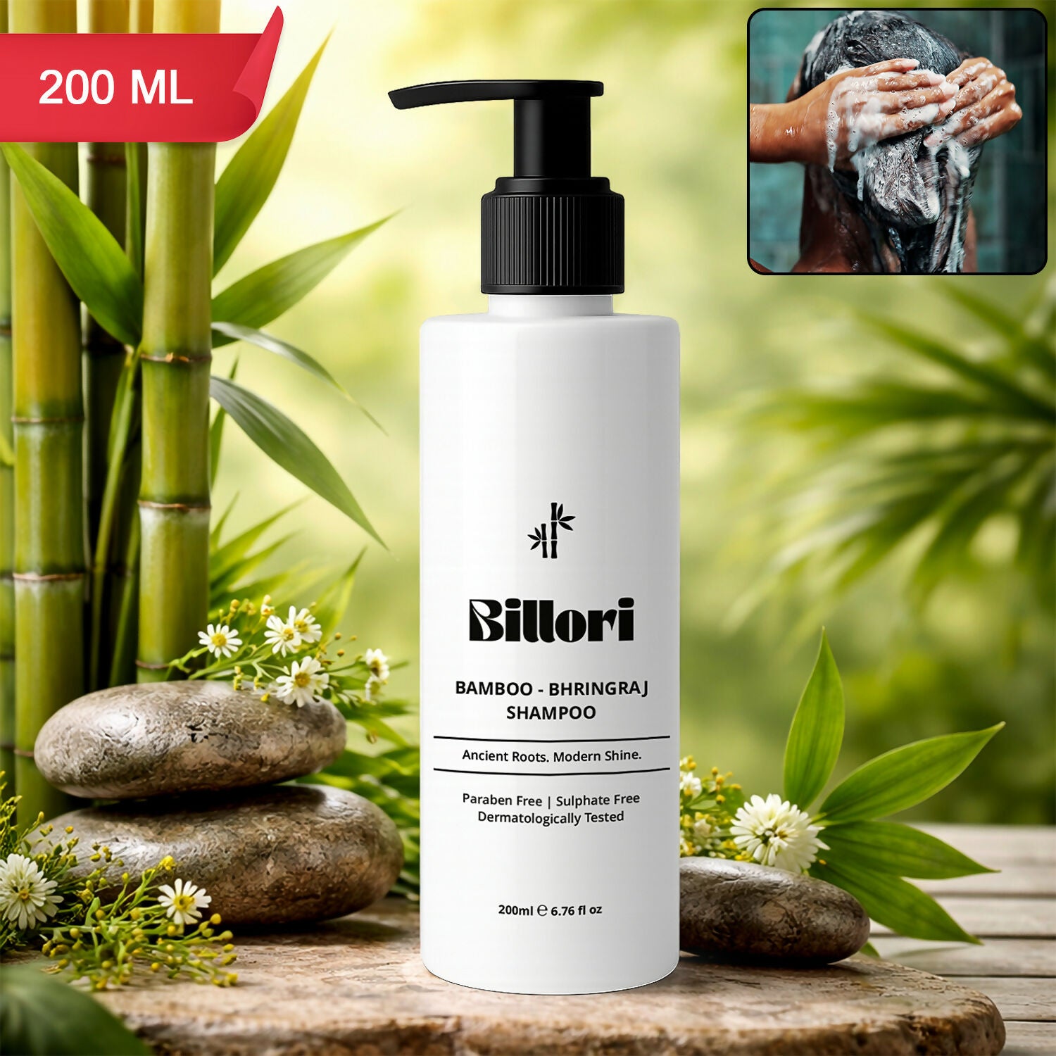 Bamboo Bhringraj Shampoo with Neem, Aritha & Shikakai Extracts (5 Power Shampoo) (200ml) 1 Bamboo Bhringraj Shampoo with Neem, Aritha & Shikakai Extracts (5 Power Shampoo) (200ml)