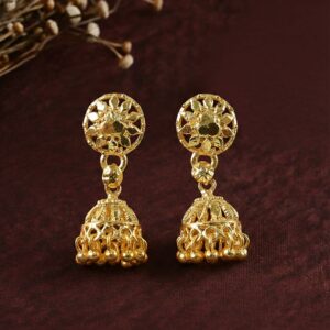 Elegant Gold Plated Floral Jhumka Earrings for Women Traditional Festive Wear