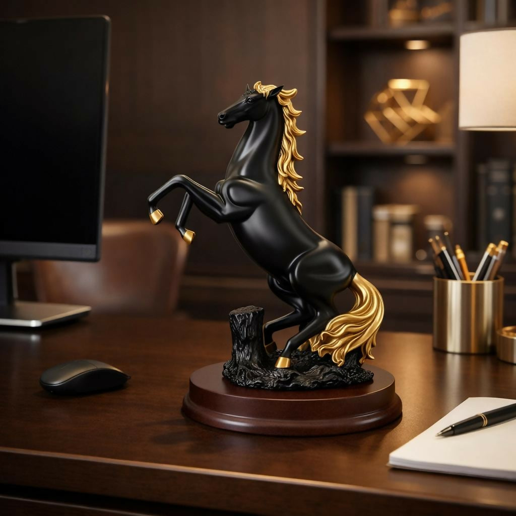 Black Elegant Horse Showpiece Statue for Home Decor Tabletop 2 Black Elegant Horse Showpiece Statue for Home Decor Tabletop - Image 2