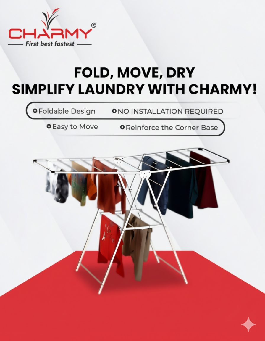 Foldable Stainless Steel Clothes Drying Rack | Single Layer | Rust-Resistant | 150 x 76 x 102 cm | Heavy-Duty 3 Foldable Stainless Steel Clothes Drying Rack | Single Layer | Rust-Resistant | 150 x 76 x 102 cm | Heavy-Duty - Image 3