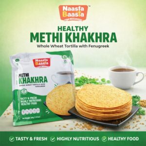 Naasta Baasta Methi Khakhra Healthy Whole Wheat Tortilla with Fenugreek Ready To Eat Tasty & Fresh Snack(200gm)