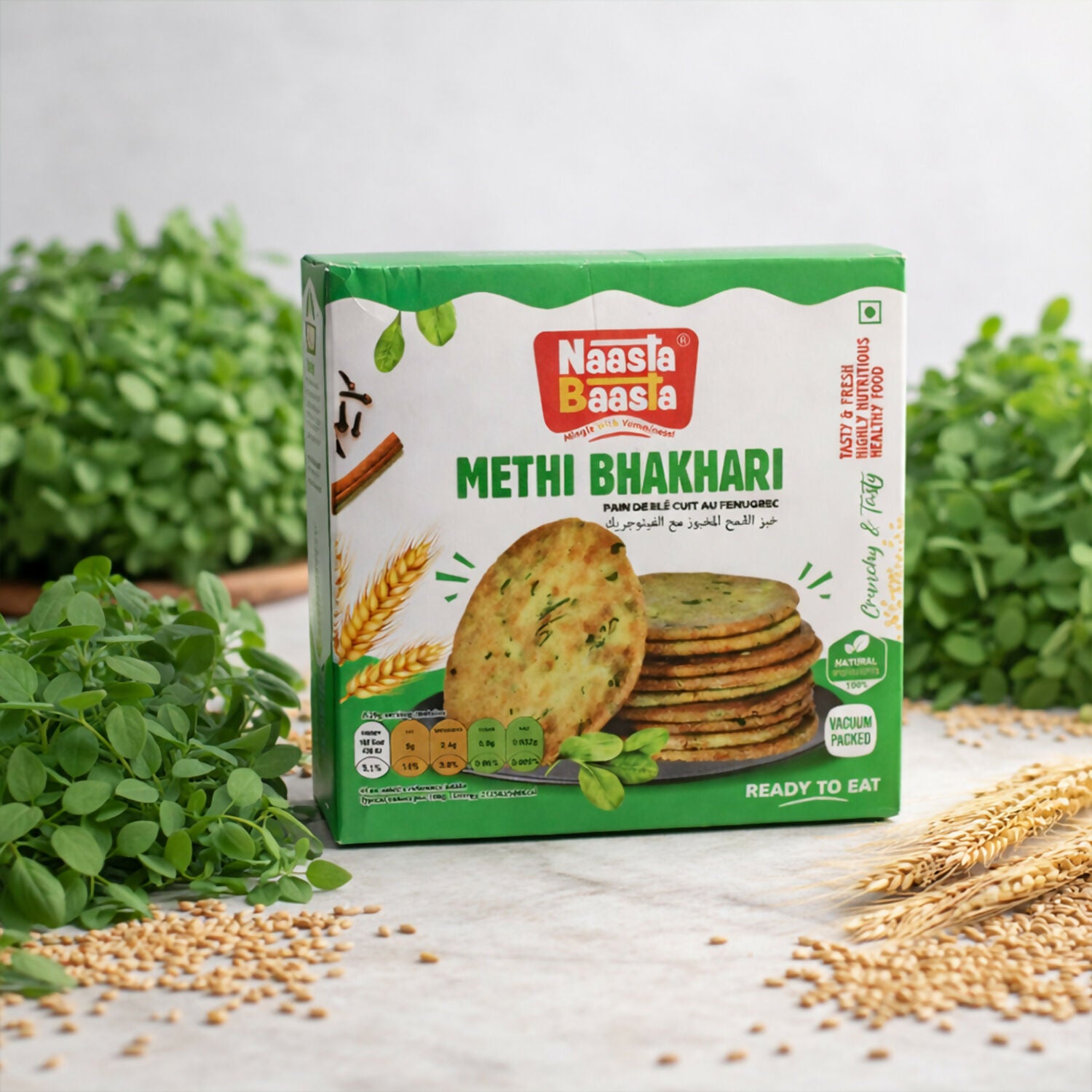 Naasta Baasta Methi Bhakhari Ready-to-Eat Crispy Fenugreek Wheat Snack (200 Gm) 2 Naasta Baasta Methi Bhakhari Ready-to-Eat Crispy Fenugreek Wheat Snack (200 Gm) - Image 2