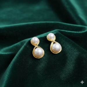 Classic Korean Pearl Infinity Stud Earrings For Girls And Women