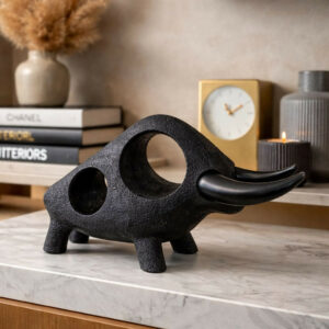 Abstract Bull Showpiece Statue for Home Decor Tabletop (Color may vary)