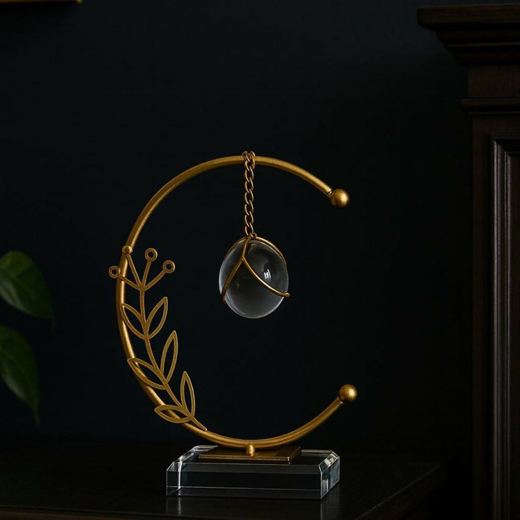 Crystal Ball Crescent Metal Table Decor Modern Decorative Showpiece 1 Crystal Ball Crescent Metal Table Decor Modern Decorative Showpiece