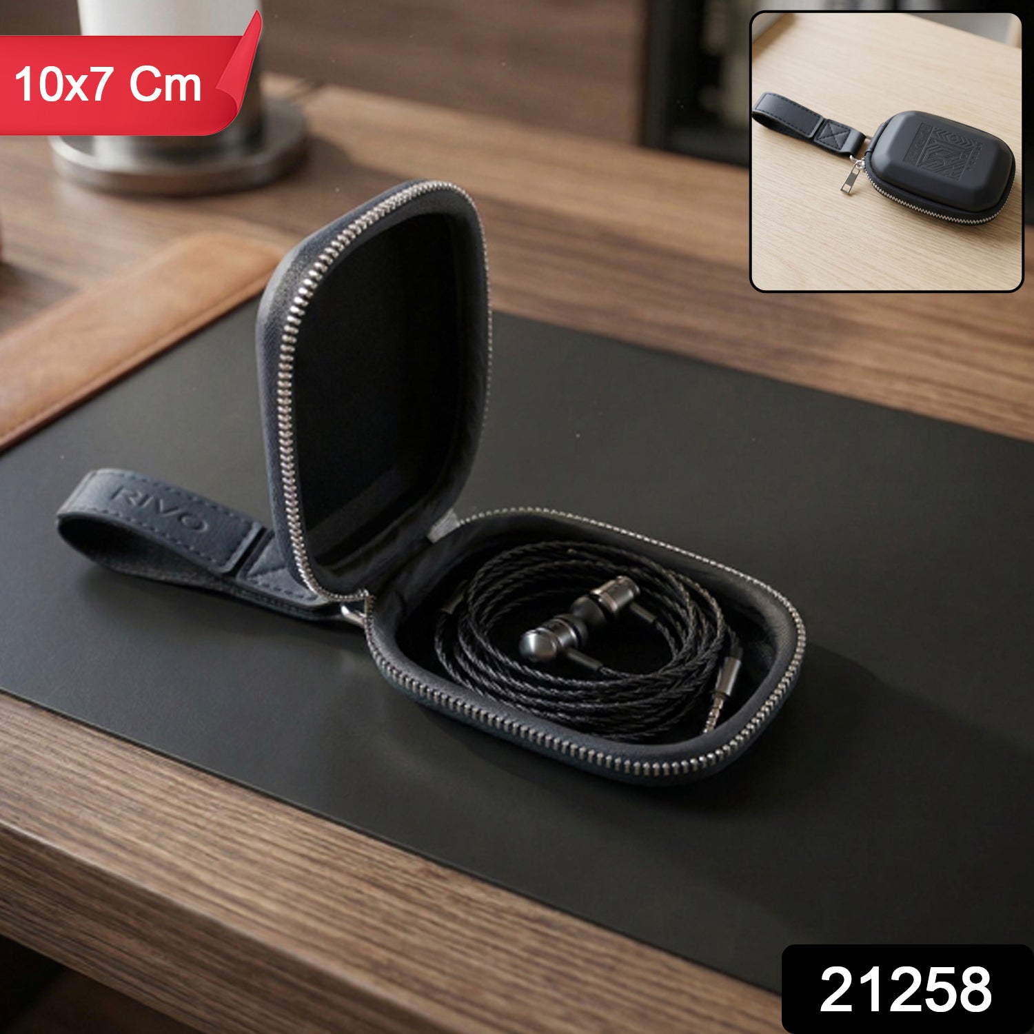 Premium Hard Shell Earphone Carrying Case with Zipper Closure 2 Premium Hard Shell Earphone Carrying Case with Zipper Closure - Image 2