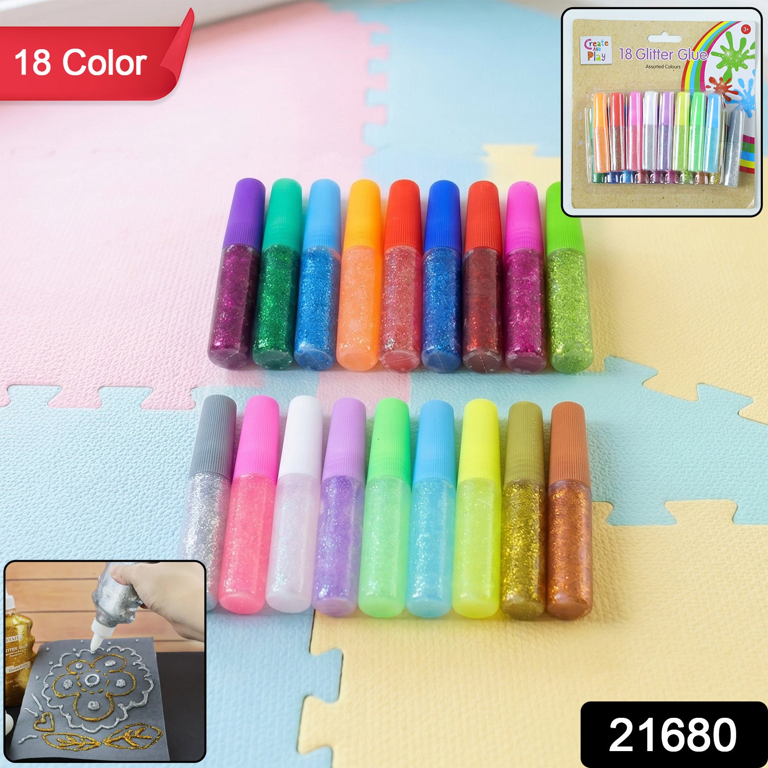 18 Assorted Color Glitter Glue Pens Set for Art & Craft Decoration 2 18 Assorted Color Glitter Glue Pens Set for Art & Craft Decoration - Image 2