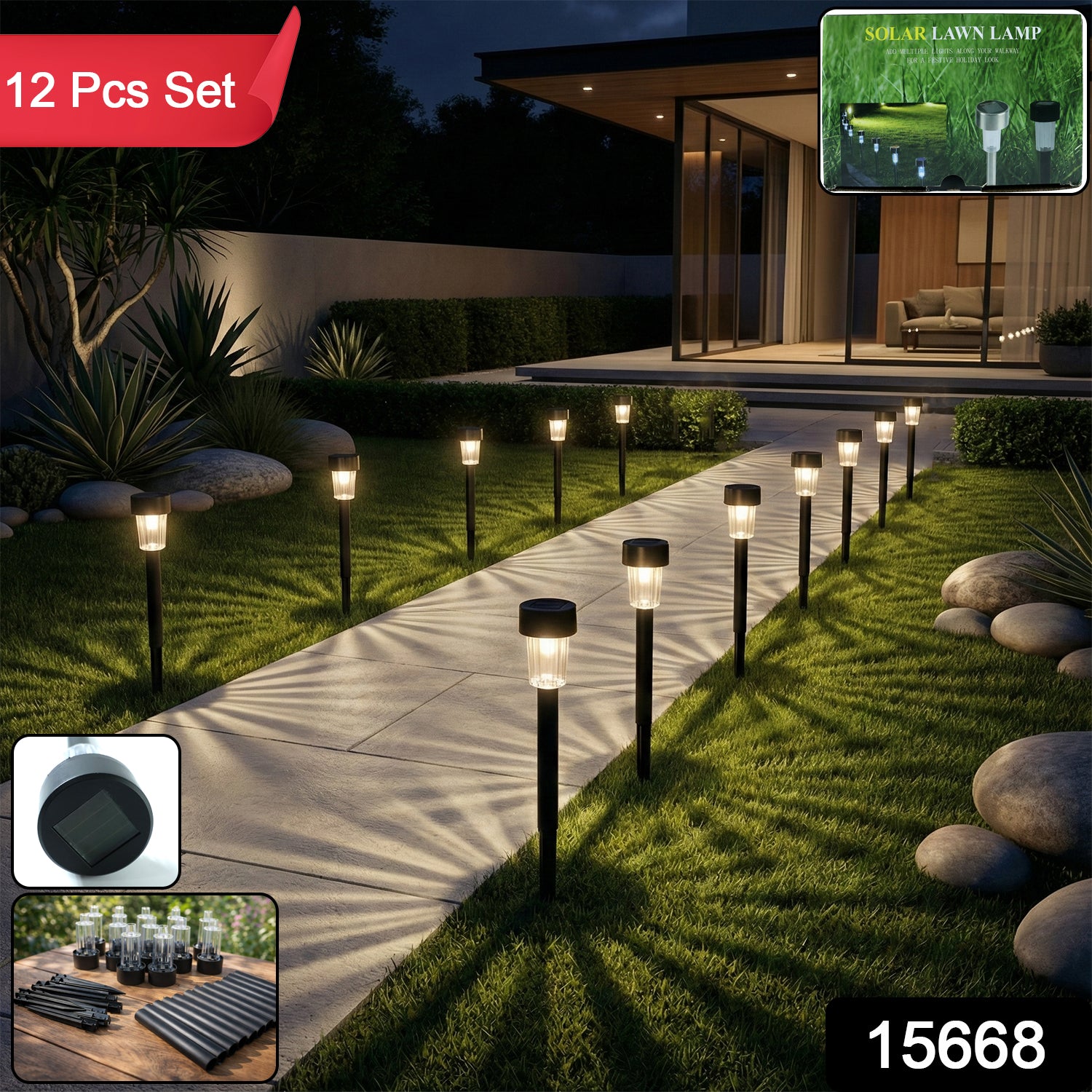 Solar Powered Lawn Pathway Light Set (12 Pcs Set) 2 Solar Powered Lawn Pathway Light Set (12 Pcs Set) - Image 2