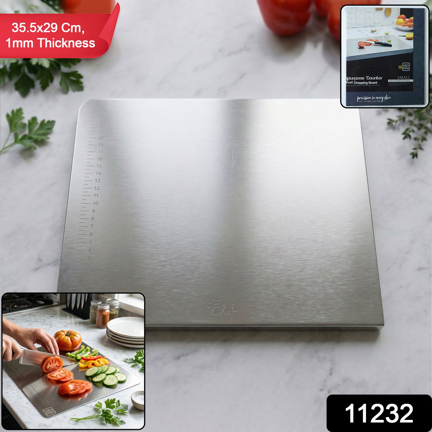 Stainless Steel Chopping Board 35.5x29 Cm, 1mm Thickness 1 Pc 2 Stainless Steel Chopping Board 35.5x29 Cm, 1mm Thickness 1 Pc - Image 2