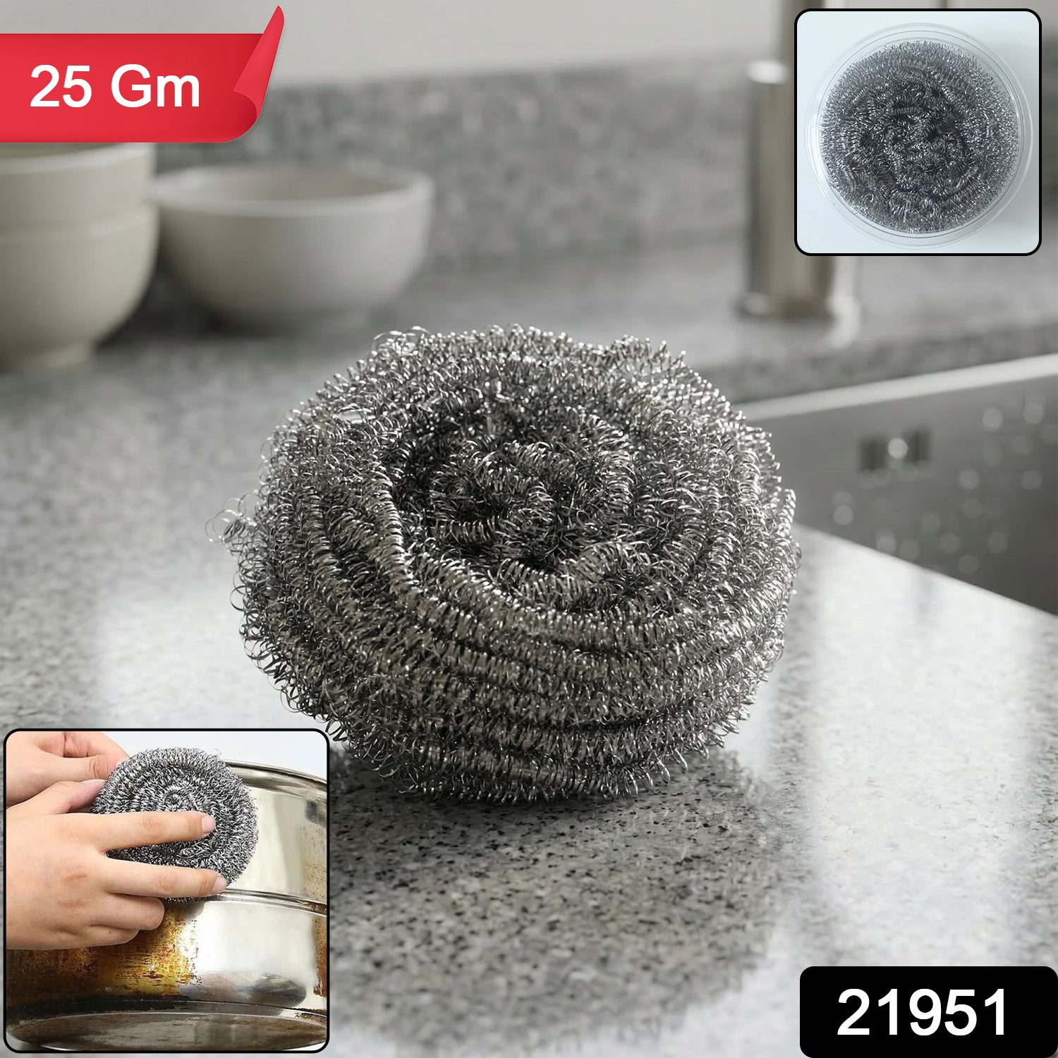 Stainless Steel Scrubber for Kitchen (1 Pc, 25 Gm) 2 Stainless Steel Scrubber for Kitchen (1 Pc, 25 Gm) - Image 2