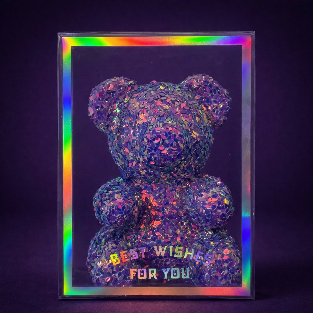 Purple Glitter Teddy Bear Showpiece with Display Box Decorative Gift 2 Purple Glitter Teddy Bear Showpiece with Display Box Decorative Gift - Image 2