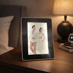 Square LED Photo Frame Lamp with Mirror Effect Table Decor