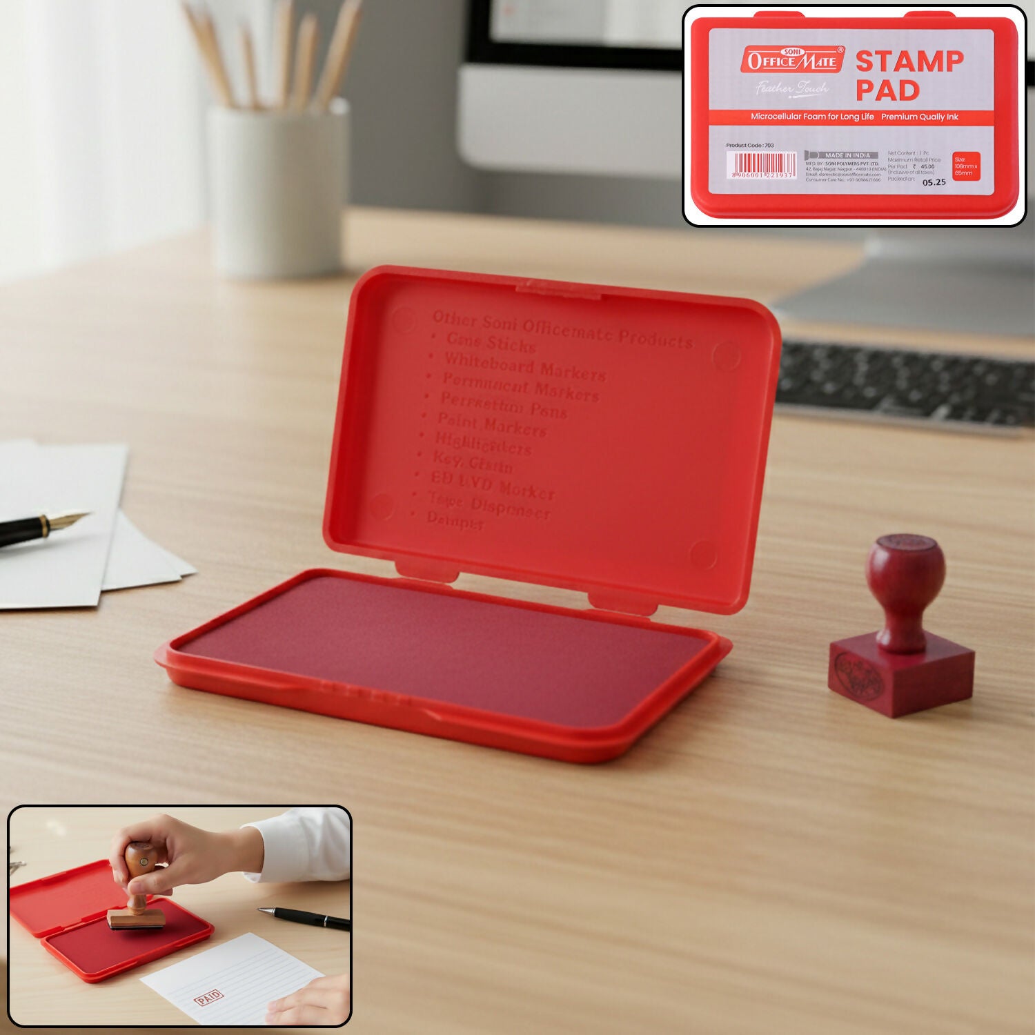 OfficeMate Red Stamp Pad – Premium Microcellular Foam, Long-Life Ink (108×65 mm) 1 OfficeMate Red Stamp Pad – Premium Microcellular Foam, Long-Life Ink (108×65 mm)