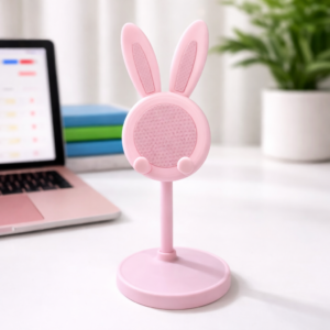 Pink Bunny Ear Adjustable Mobile Phone Stand Holder for Desk