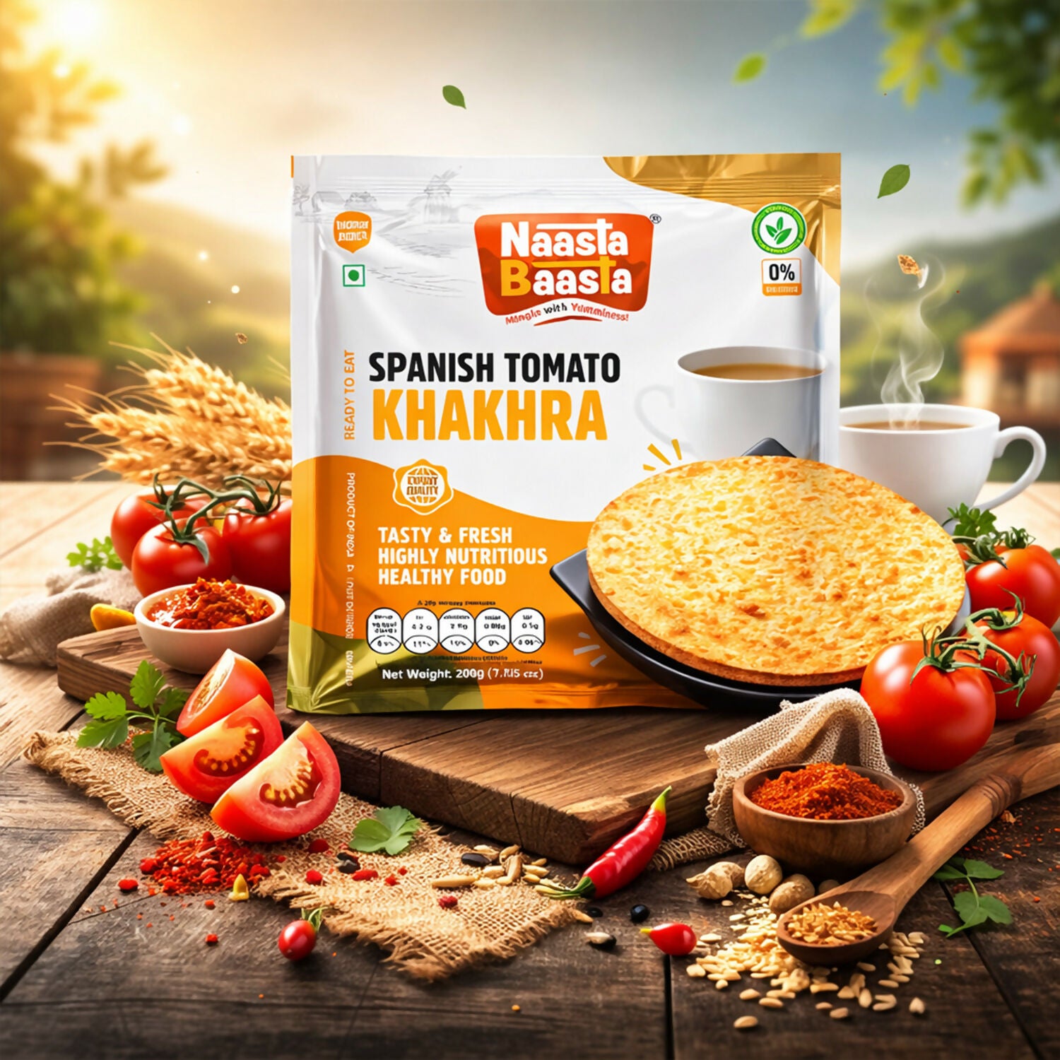 Naasta Baasta Spanish Tomato Khakhra – Tasty & Fresh Highly Nutritious Healthy Food (200Gm) 3 Naasta Baasta Spanish Tomato Khakhra – Tasty & Fresh Highly Nutritious Healthy Food (200Gm) - Image 3